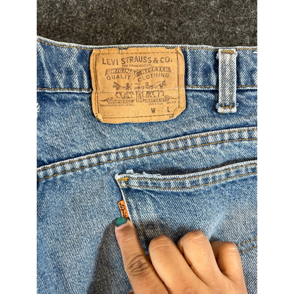 Vintage 80s Levis 509 Orange Tab Jeans Made in USA Blue Denim 42x32 Mens Straus